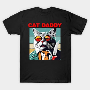 Cat Daddy Vintage Eighties Style Cat Retro Distressed T-Shirt